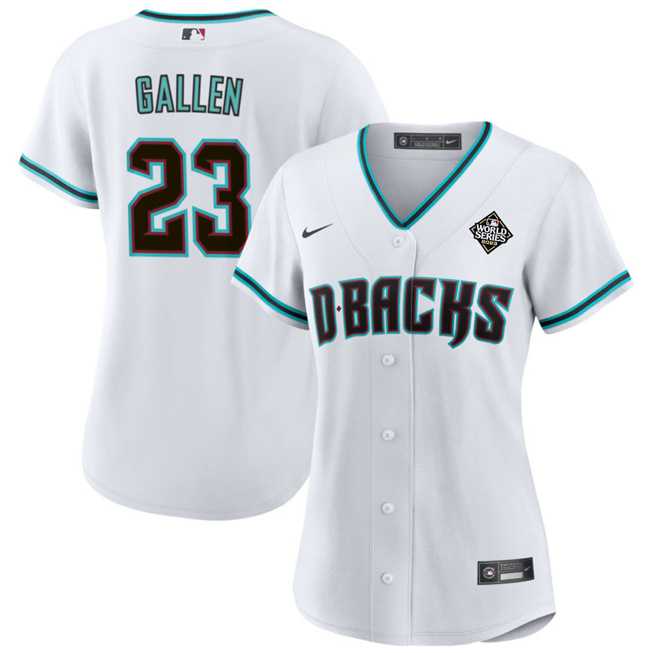 Womens Arizona Diamondbacks #23 Zac Gallen White 2023 World Series Stitched Jersey(Run Small) Dzhi->->MLB Jersey